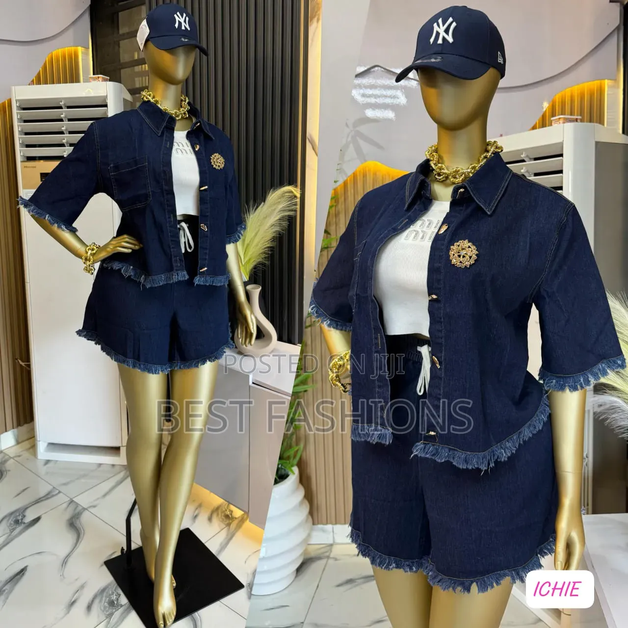 Ladies 2pcs Jeans Shorts