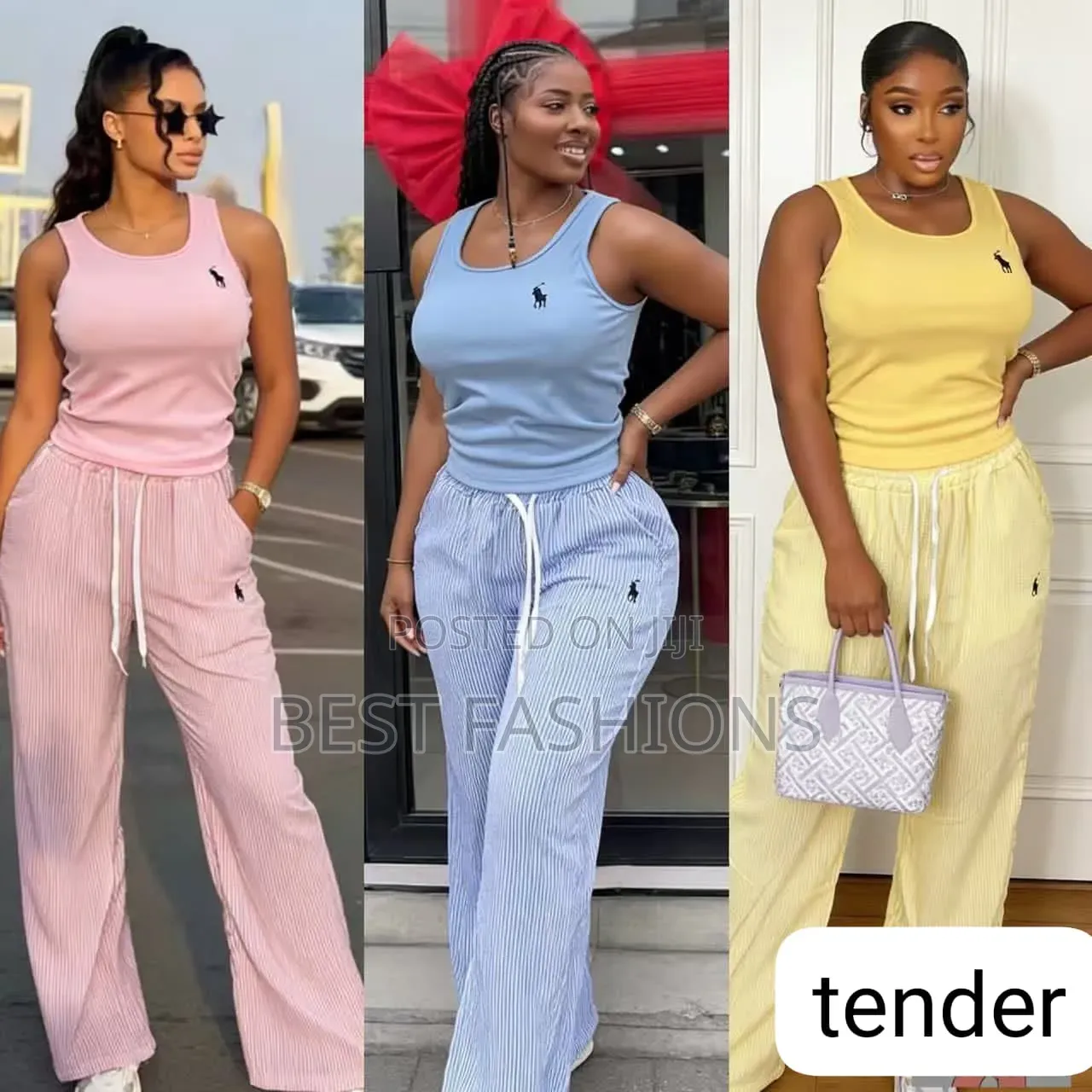 Ladies 2pcs Sleeveless Top and Palazzo Trousers