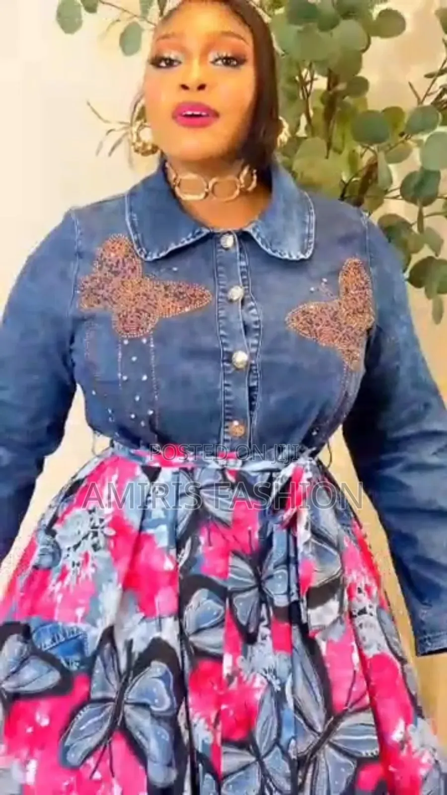 Beautiful Turkey Denim Top With Floral Flare
