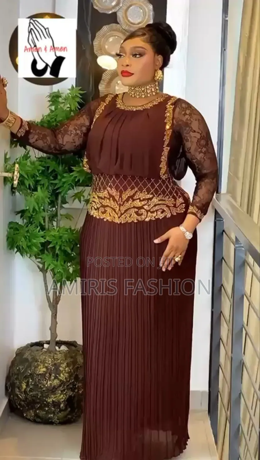 Brown Chocolate Elegant Turkey Long Gown