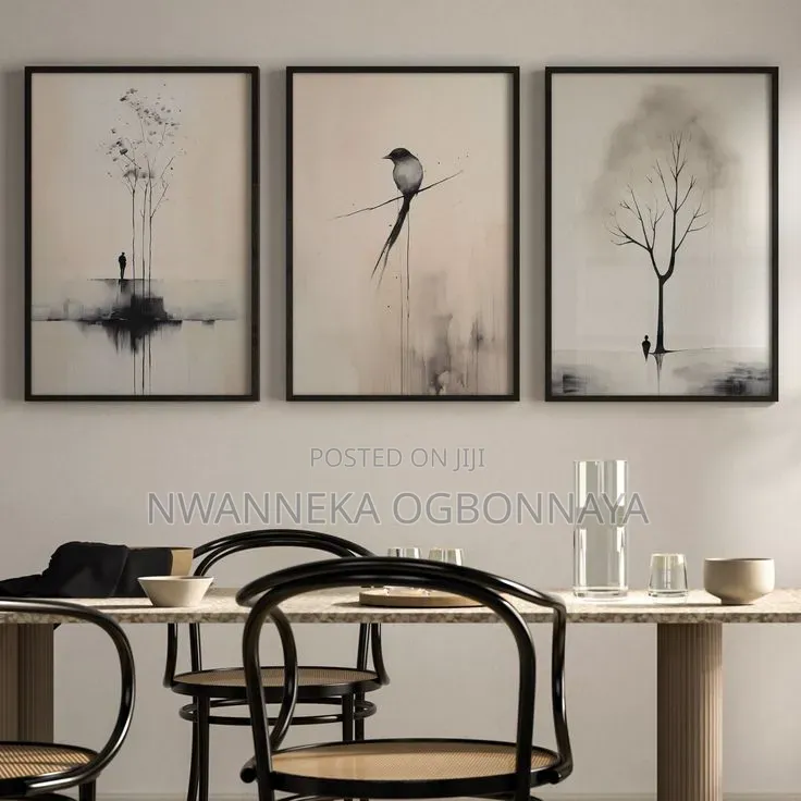 3set of 3 Minimalist Tree Branch Canvas Artworks