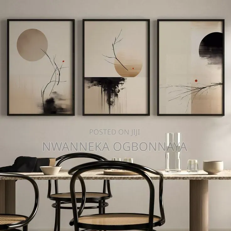 3set of 3 Minimalist Tree Branch Canvas Artworks