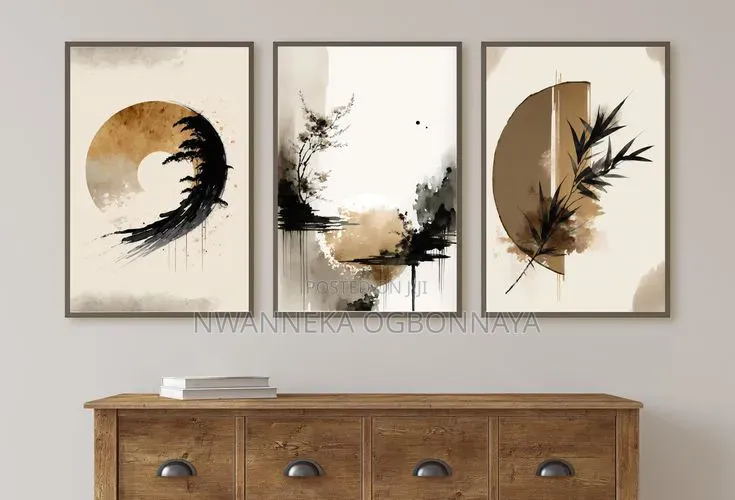 3set of 3 Minimalist Tree Branch Canvas Artworks