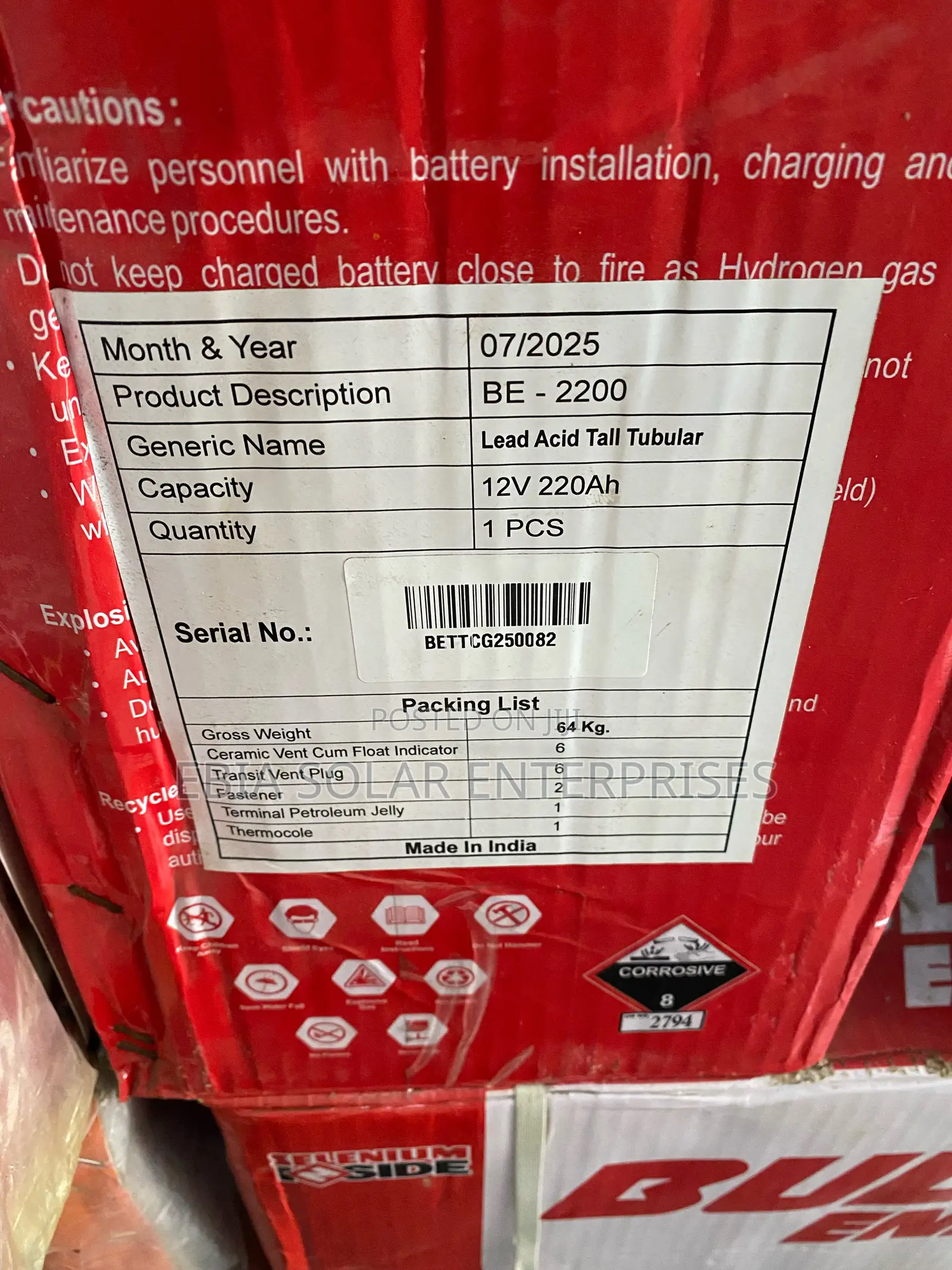 240ah Bull Tubular Battery