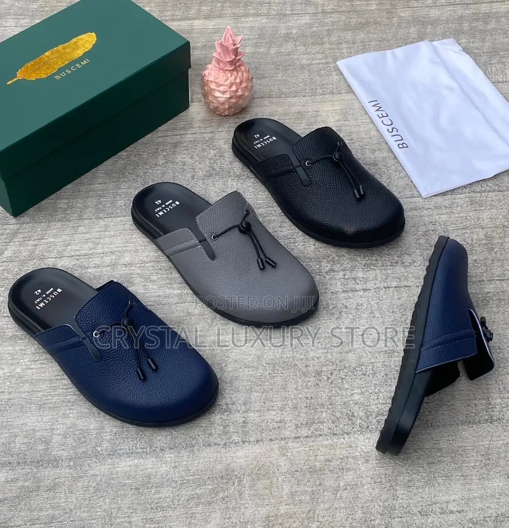 Buscemi Quality Luxury Men Genuine Leather Half Shoe