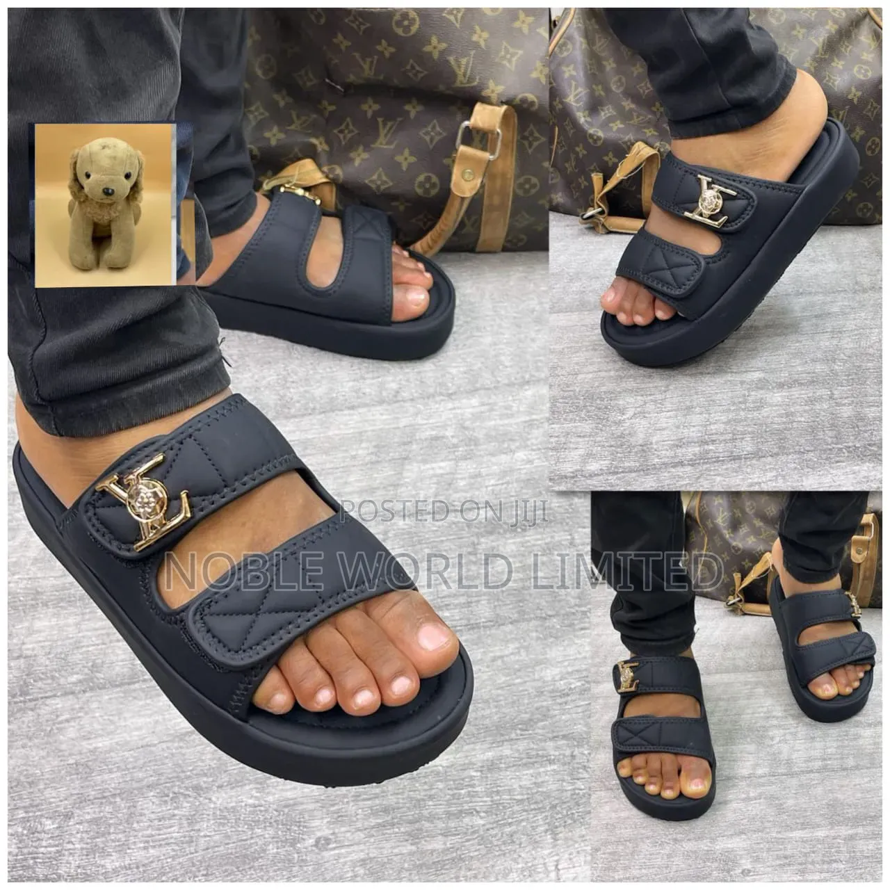 Black/Ash Louis Vuitton Unisex Slides
