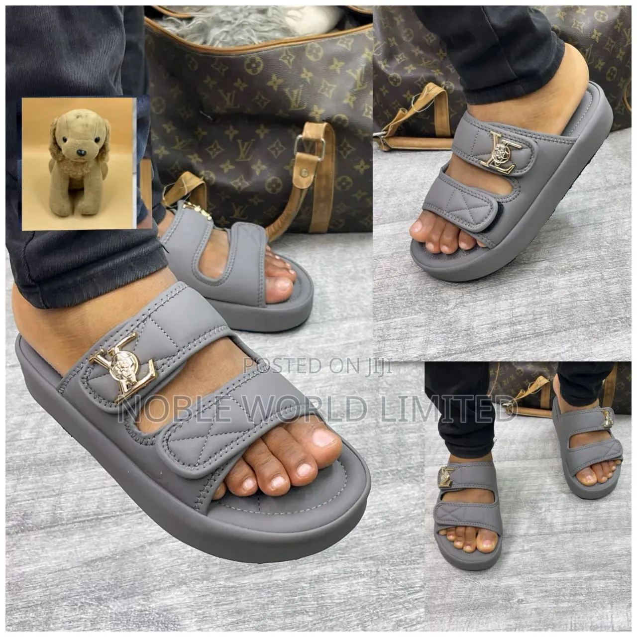 Black/Ash Louis Vuitton Unisex Slides