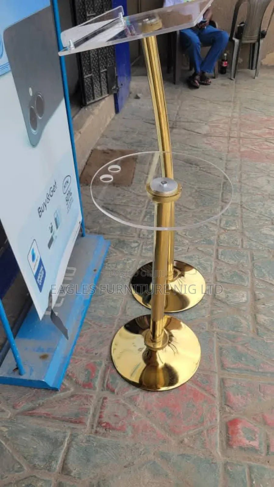 Quality Unbreakable Golden Acrylic Church Pulpit