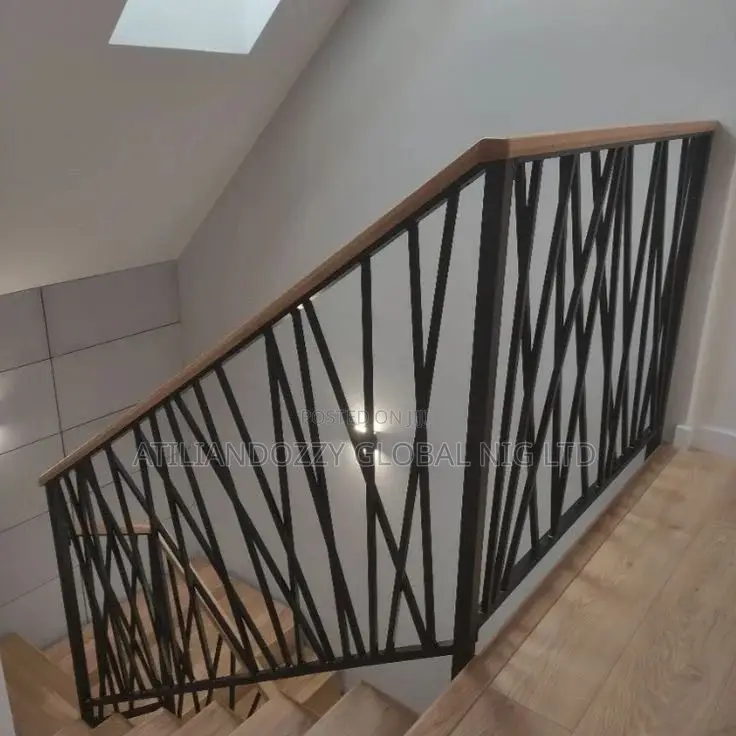 Integrated Wrought Iron Rails Design With Wood Cupping
