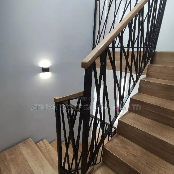 Integrated Wrought Iron Rails Design With Wood Cupping