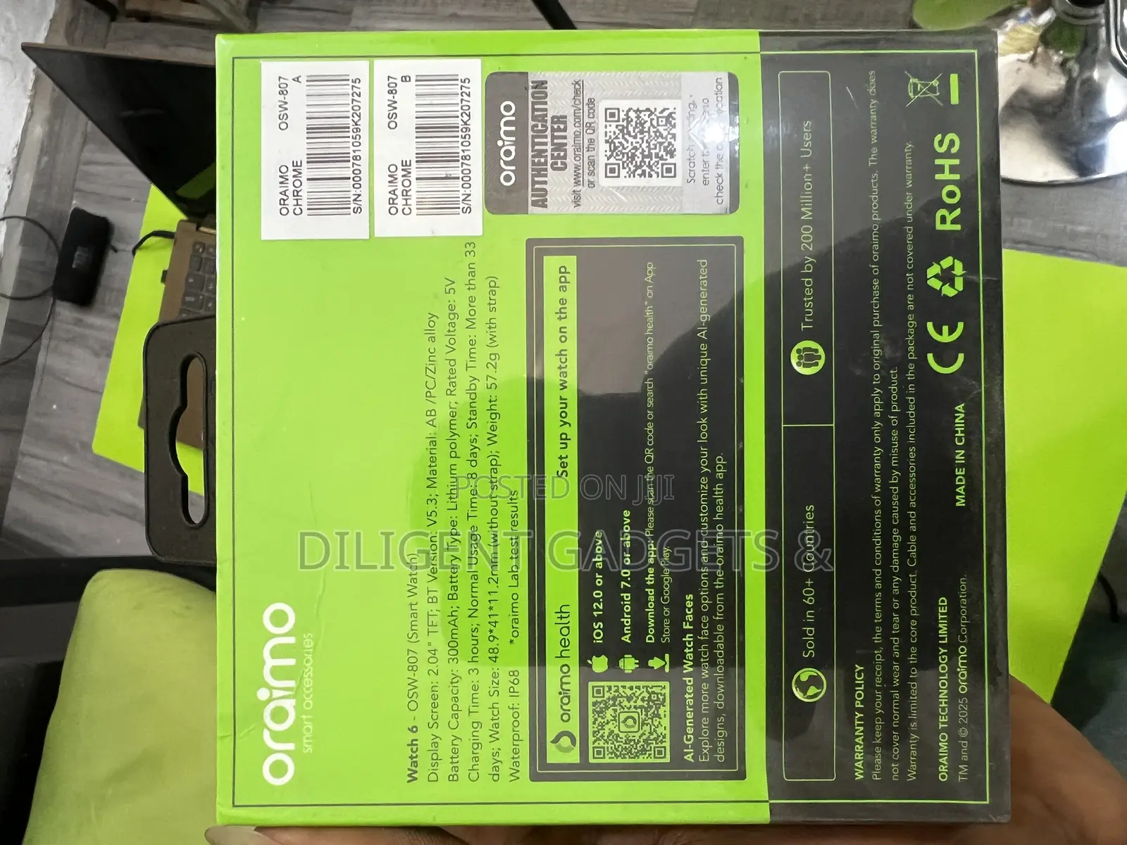 Oraimo Watch 6 With Extra Band/Strap