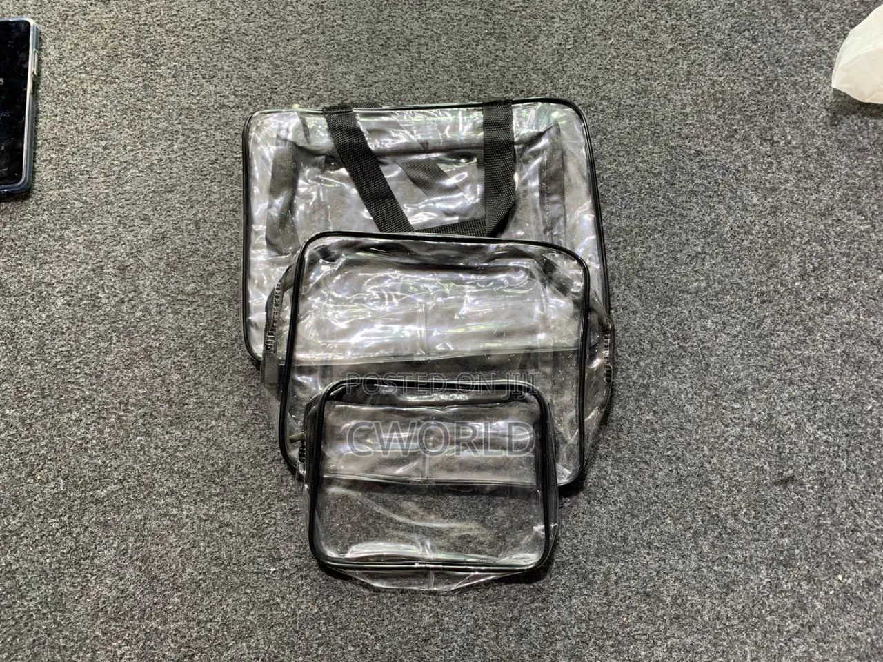 3-piece Clear Pvc Travel Cosmetic Bag Set