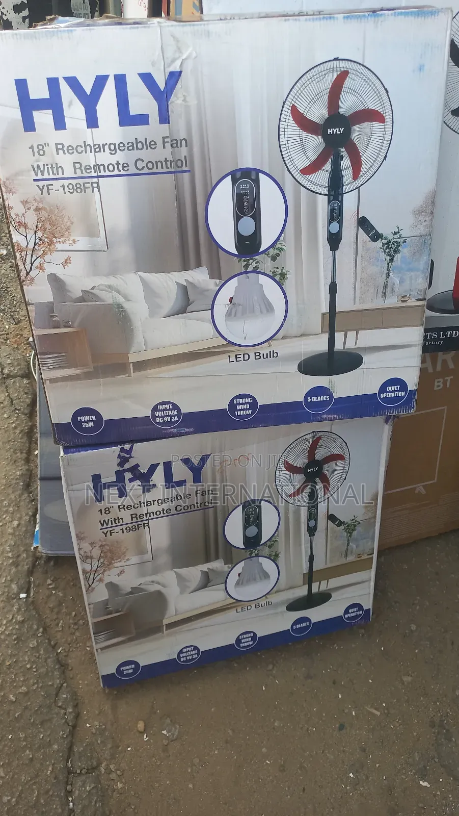 Hyly Rechargeable Fan 18 Inches With Remote Control and Bulbs