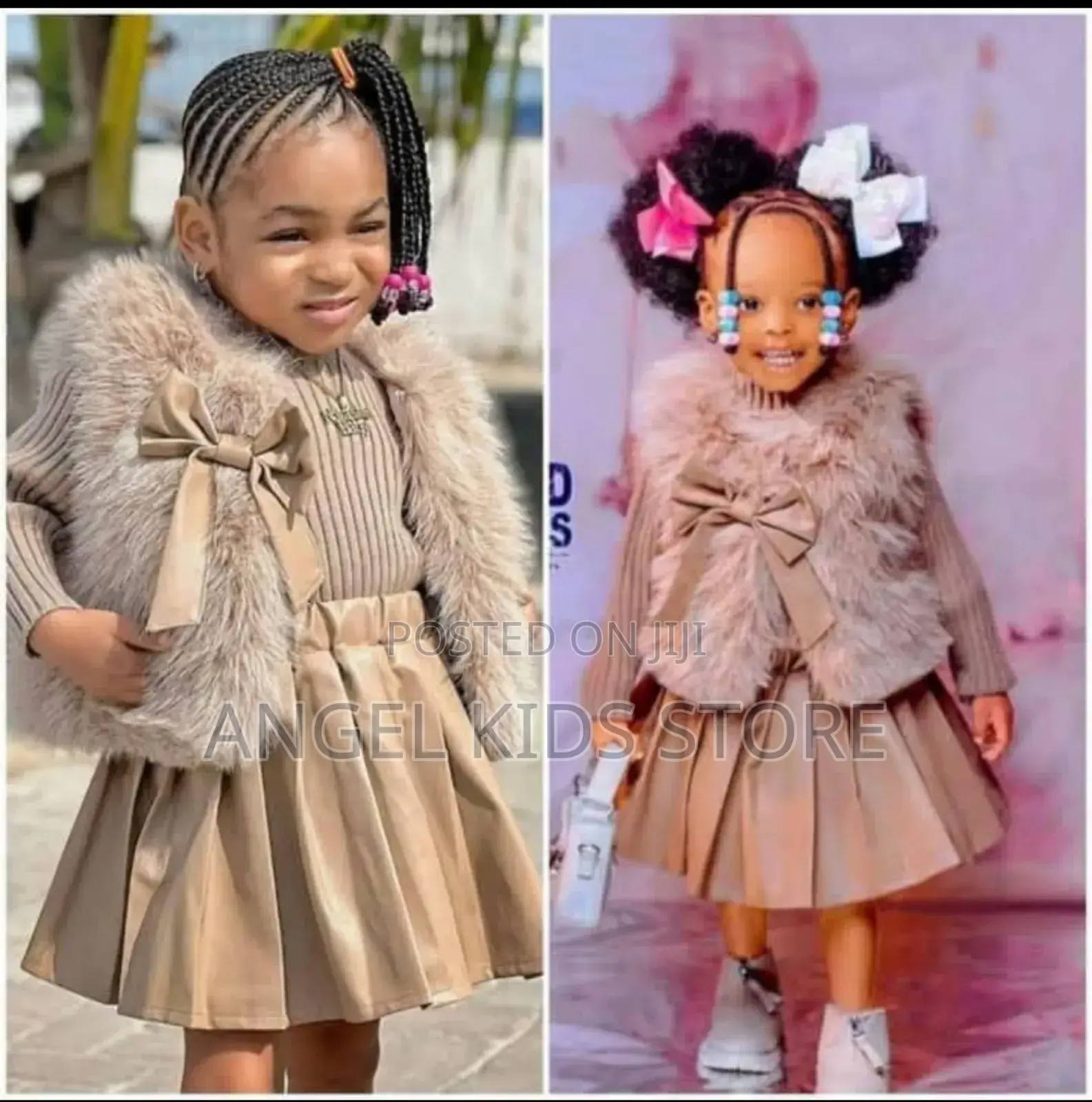 3 Piece.Fur Jacket With Inner and Leather Skirt