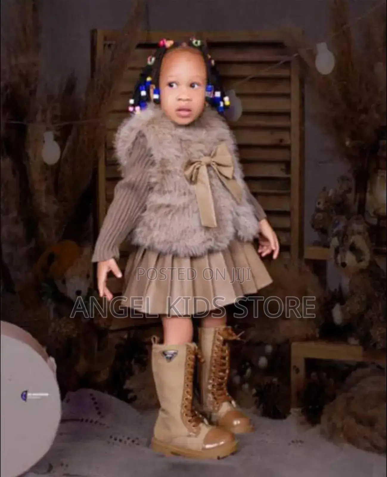 3 Piece.Fur Jacket With Inner and Leather Skirt