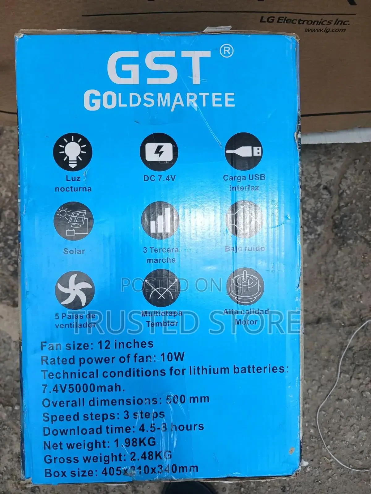 GST Goldsmartee 12" Rechargeable Fan