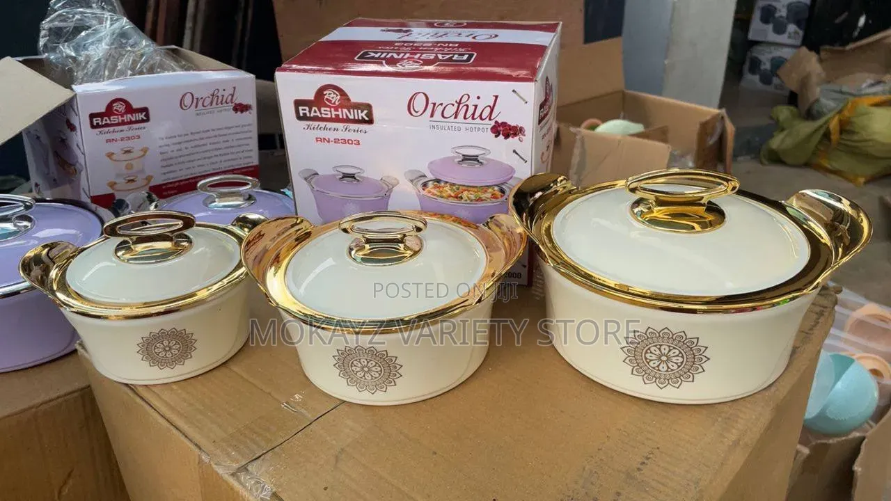 3pc Quality 800/1200/2000ml Orchid Insulated Food Warmer