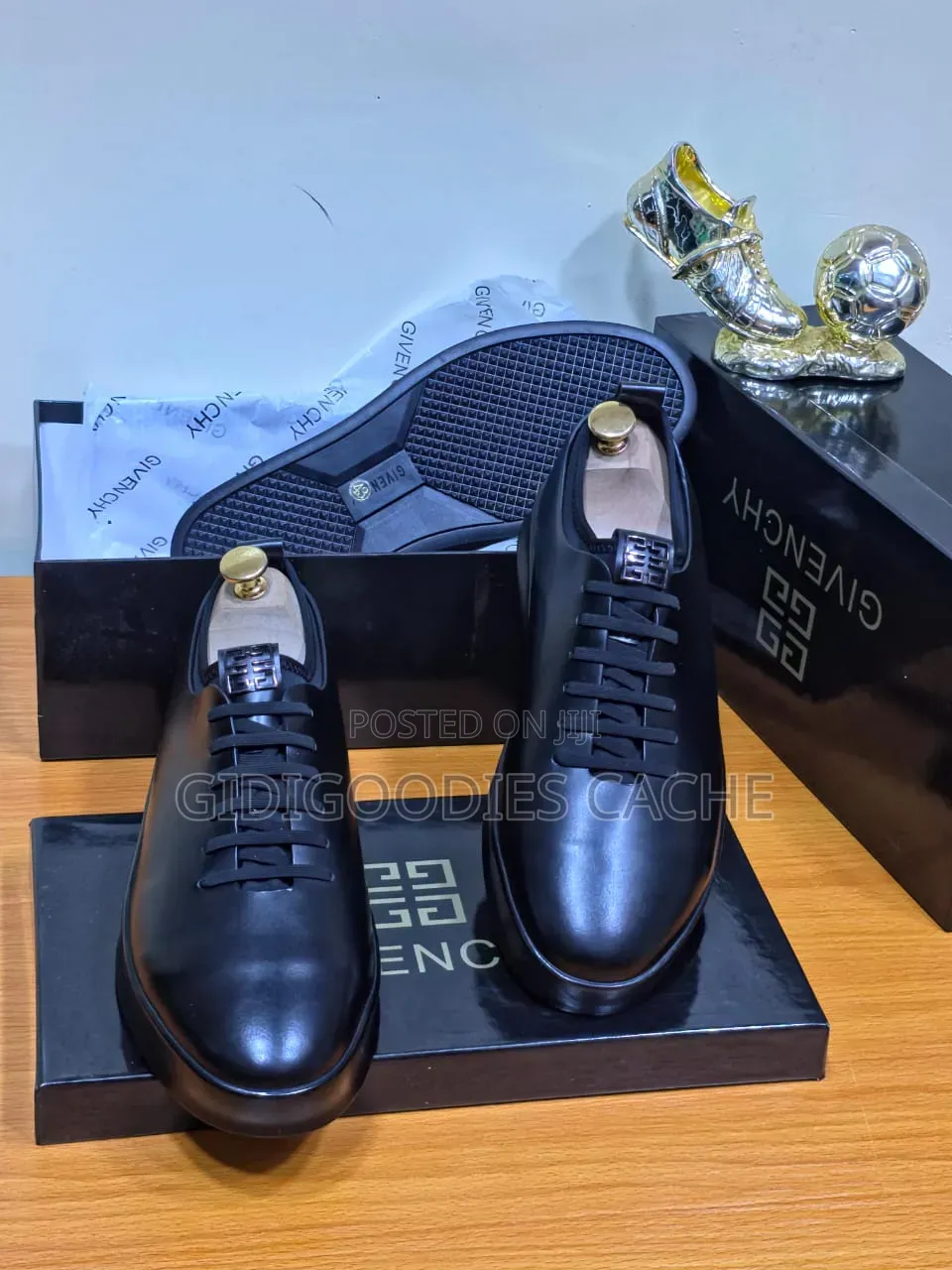 Givenchy-Inspired Black Leather Derby Sneakers in Size 40-46