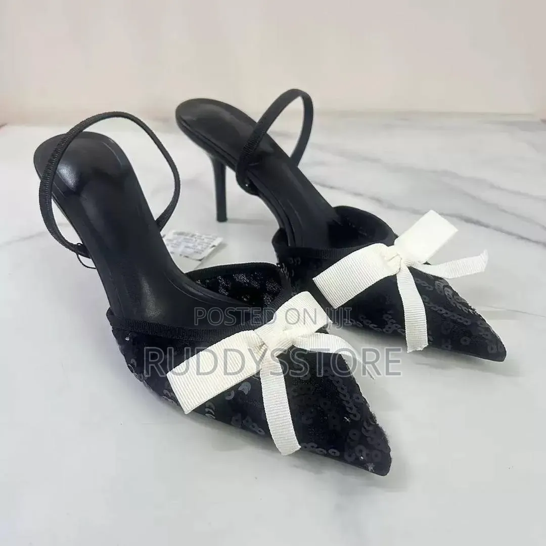 Elegant Black Bow Pointed Heels