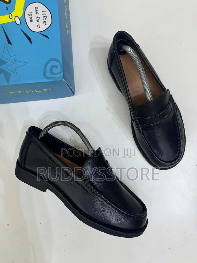 Classic Black Leather Penny Loafers
