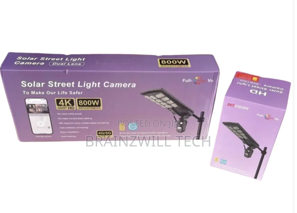 Ubox Solarstreet Light 800watts With 4g Dual Lens Camera 8mp(Free Sim)
