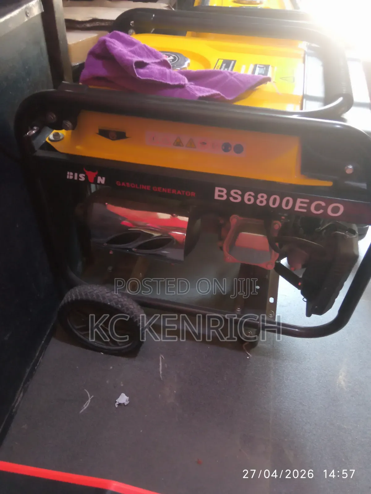 Bison Gasoline Key Generator With Tyres Eco 4.5kva