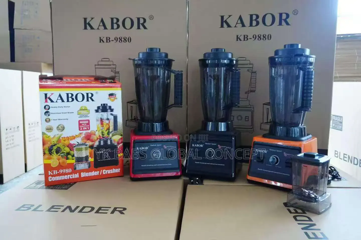 ￼
4.0l Kabor Blender, 9800watts Grinder Blender(Black and Red)
