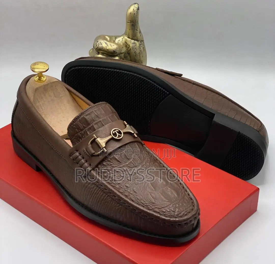 Crocodile Leather Driving Loafers