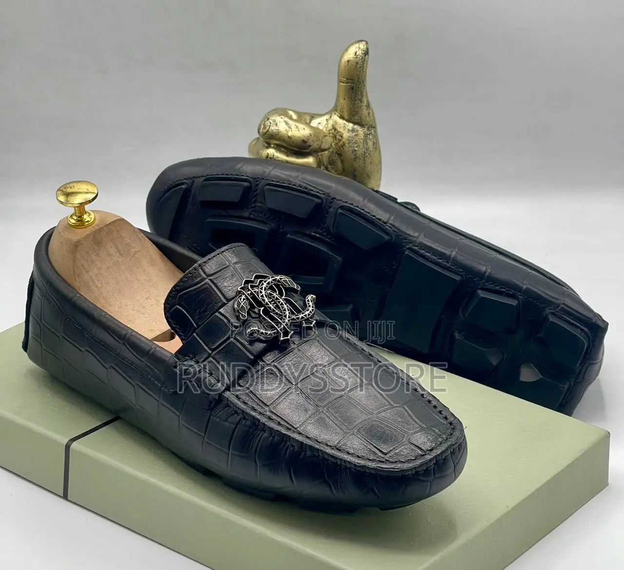 Crocodile Leather Driving Loafers