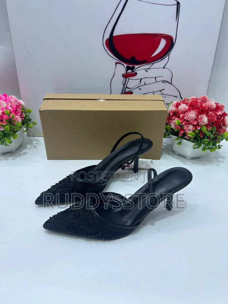 Mesh Slingback Heels