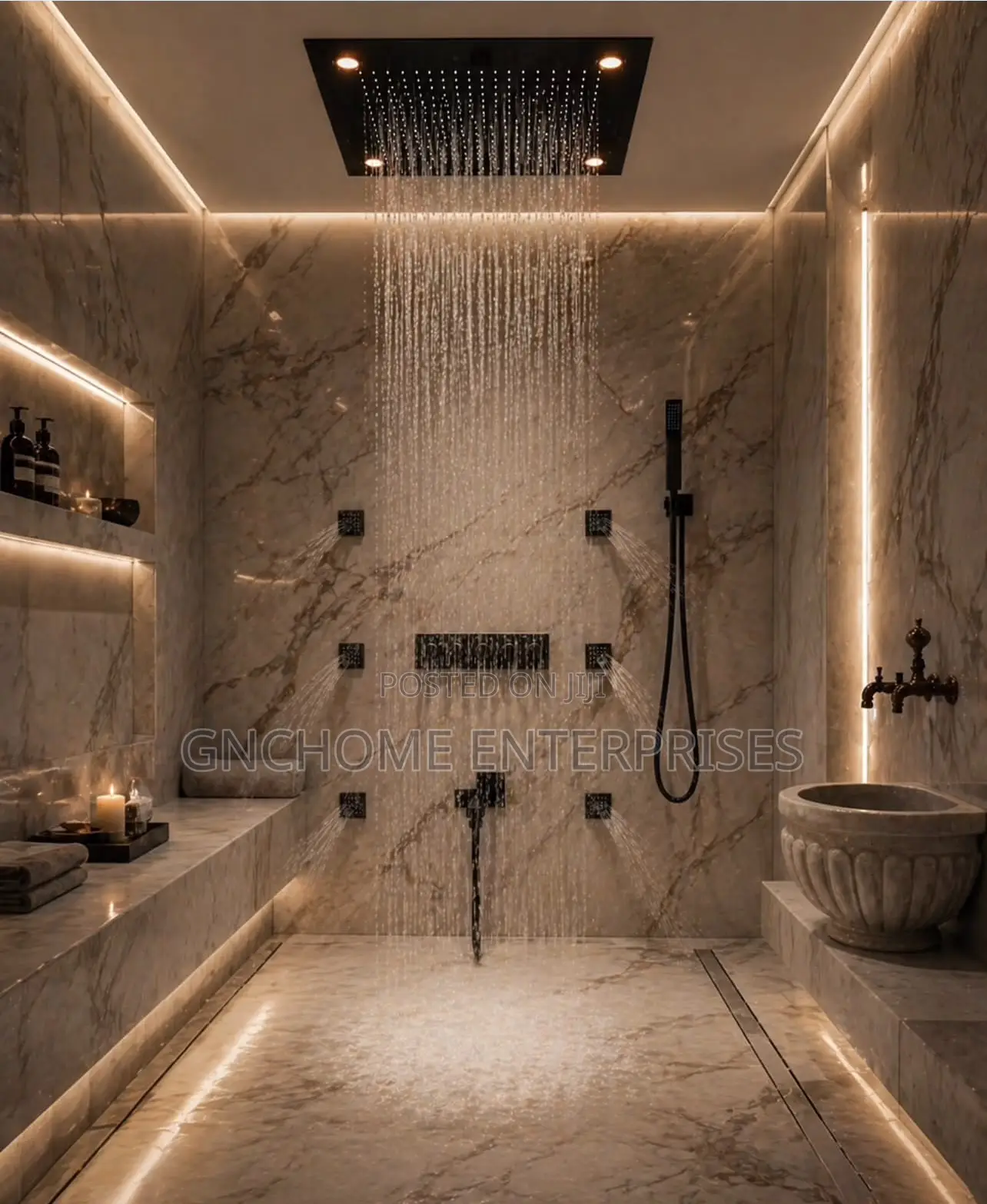 Luxury Conduit Black Showers With Led Lights