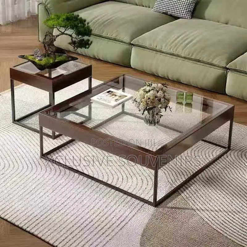Creative Rectangle Transparent Glass Twin Nordic Coffee Table