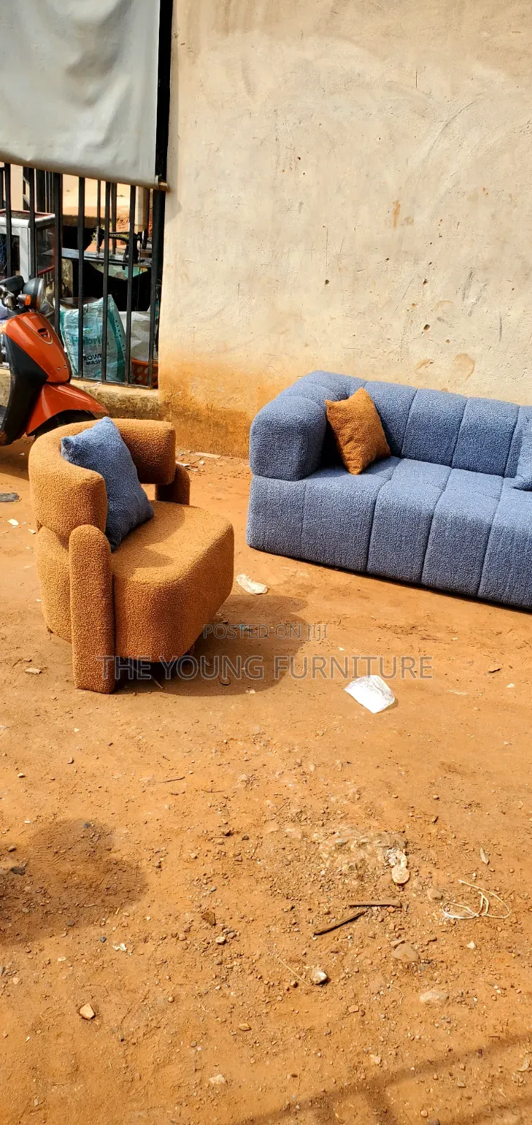 L-Shaped Sectional Sofa and a Matching Accent Armchair