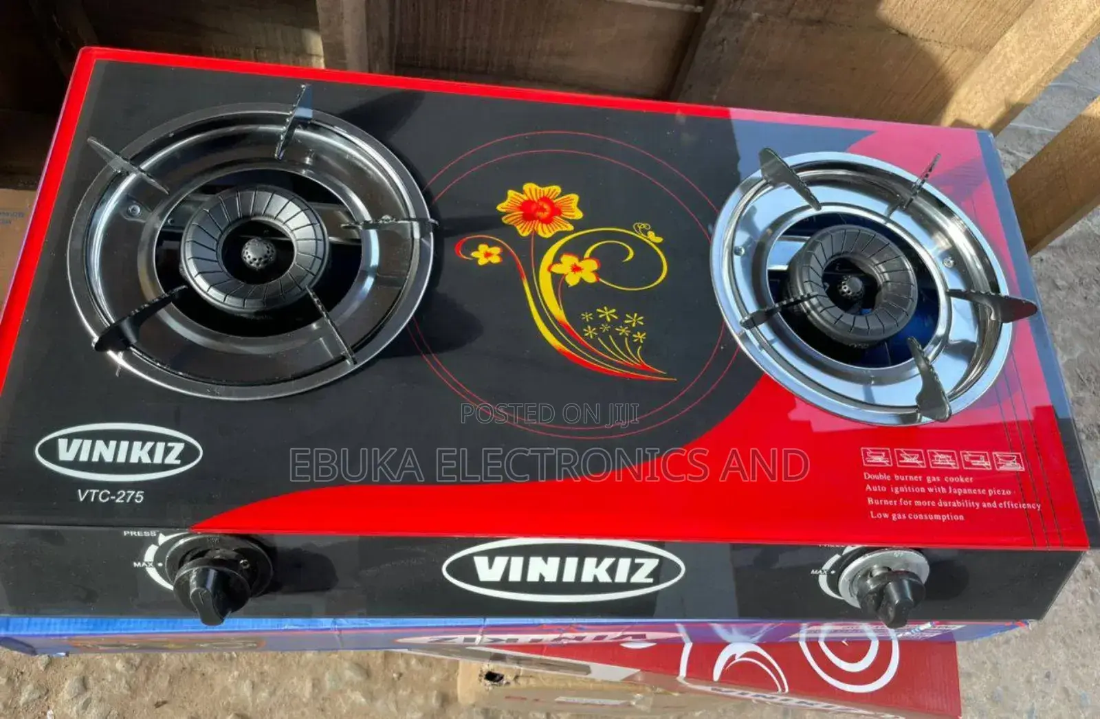 Vinikiz Glass Gas Cooker With Removable Brass BurnerIs Available Now