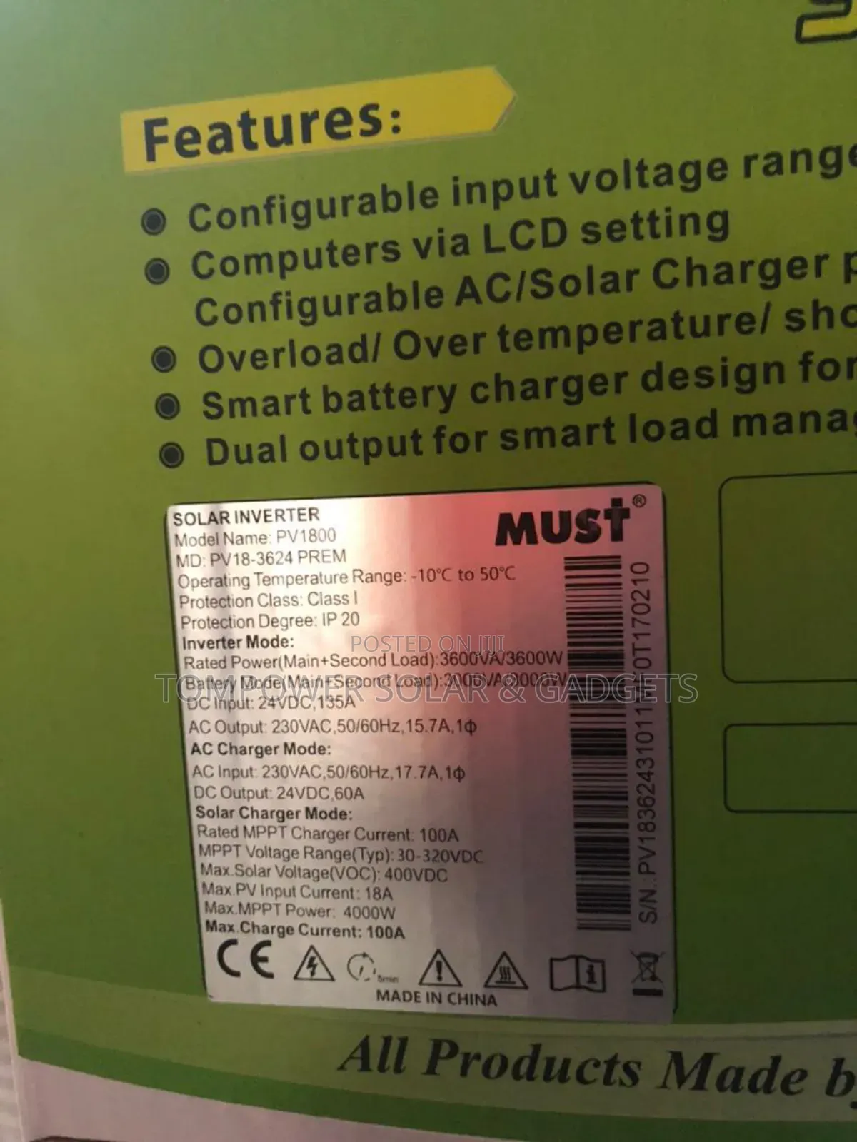 Must 3.6kva/24v Hybrid Inverter