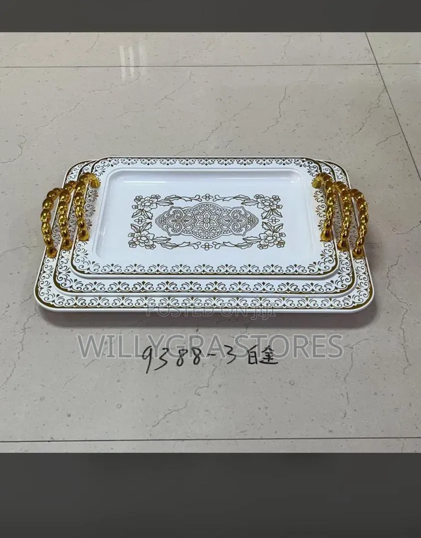 Stainless Steel Serving Tray With Handles 3 Sizes Set