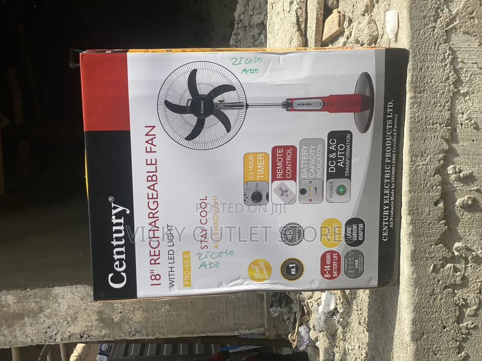 Century 18”Rechargeable Fan With Led Light