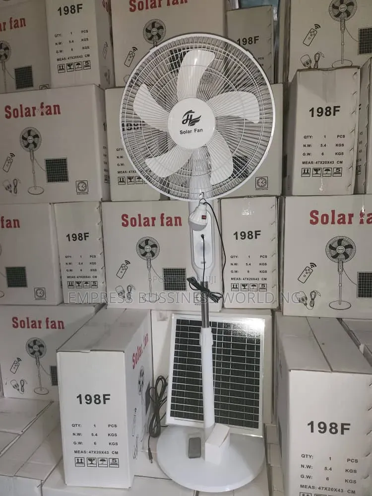 16 Inches Solar Rechargeable Fan With Panel, Light Bulb and Remote
