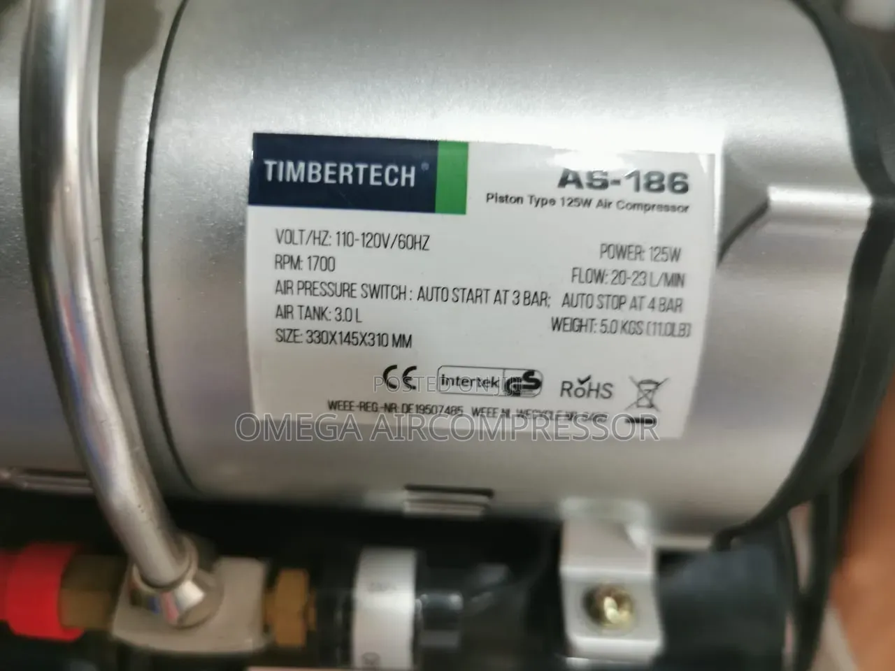 Timbertech as-186 Airbrush Compressor