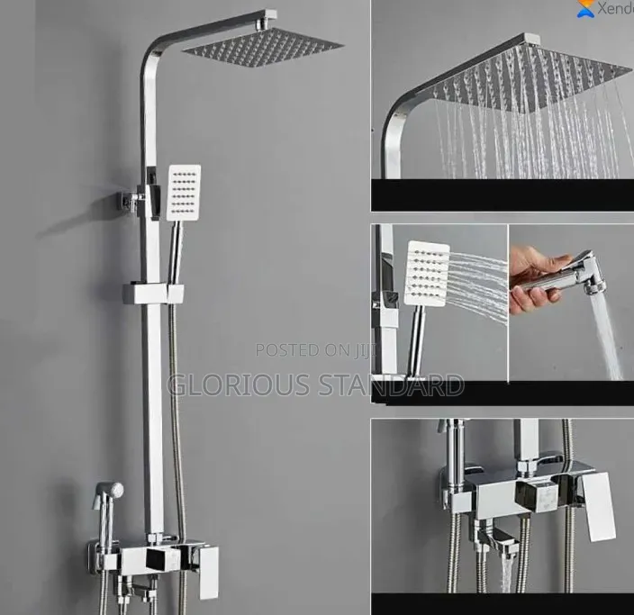 Big Engine Square Silver Brass Shower With Bum Bum Wash