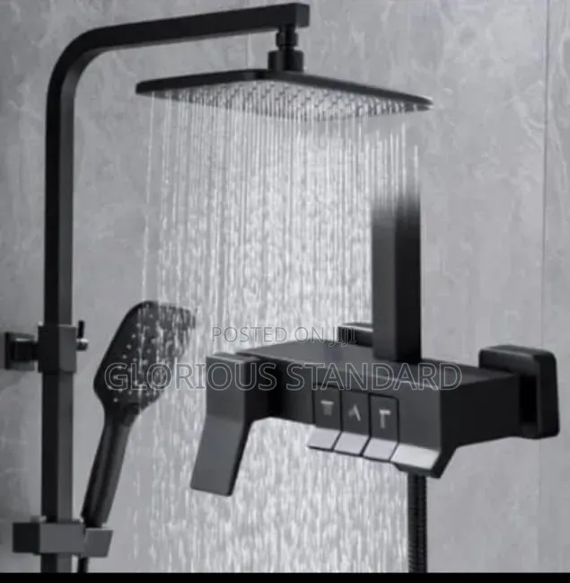 Black Three Button Standing Shower
