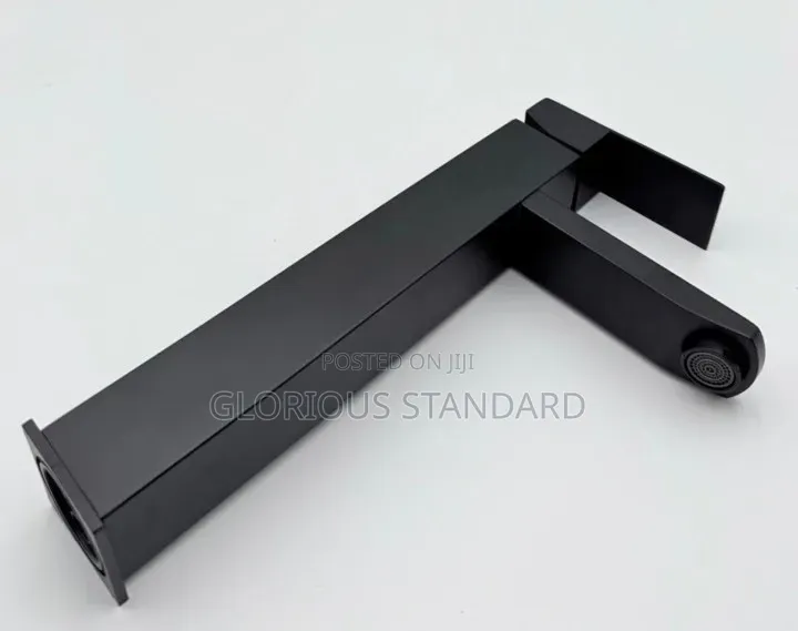 Long Square Basin Mixer Black Anti Rust