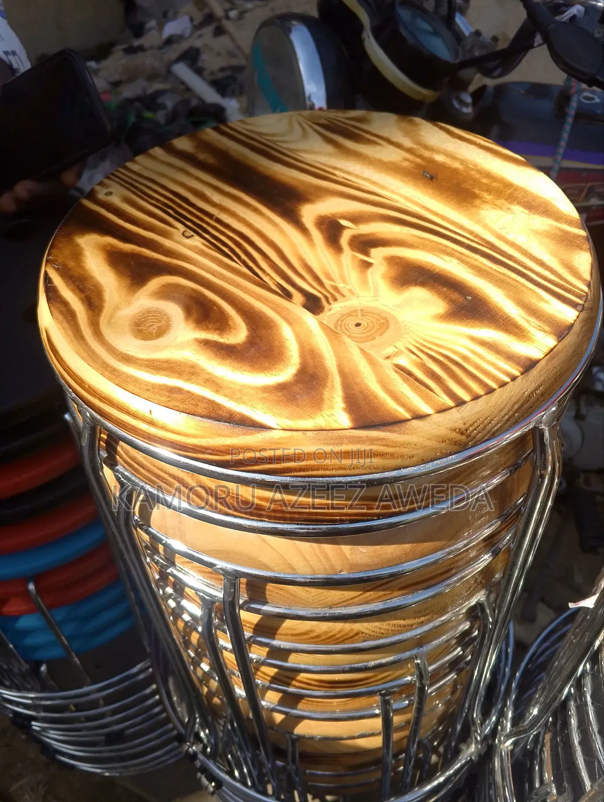 Iron Wooden Stool Chair For Bar