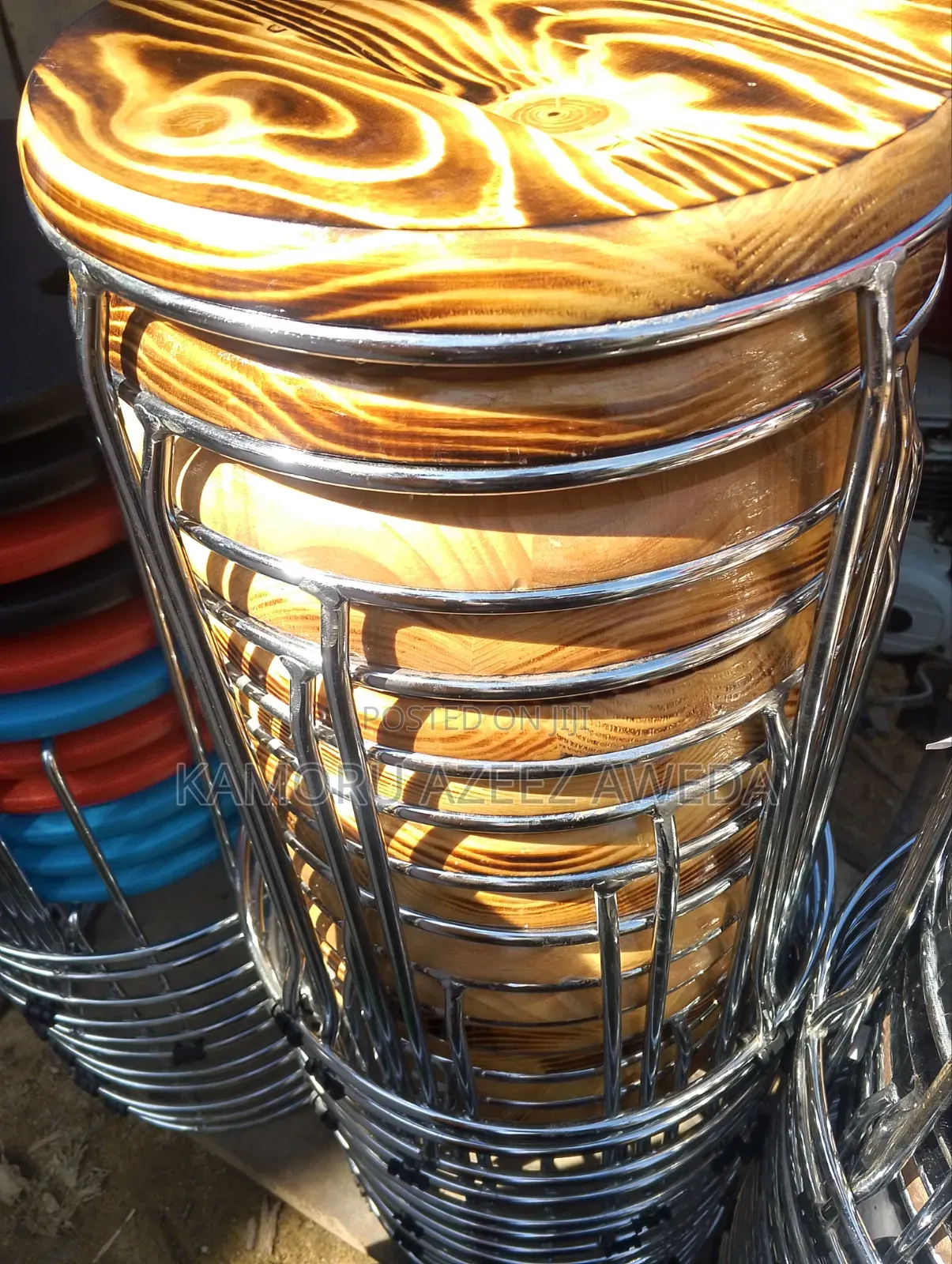 Iron Wooden Stool Chair For Bar