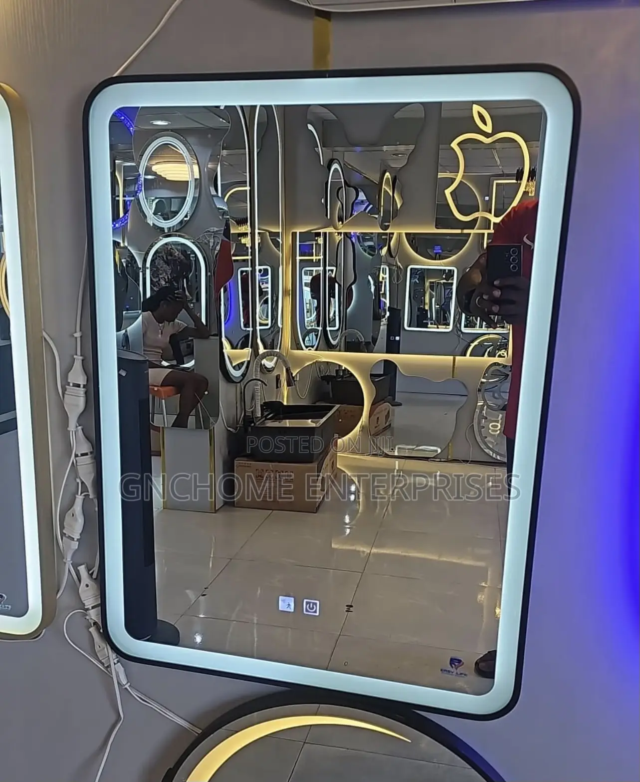 Black Frame Led Lights Mirror 3-1