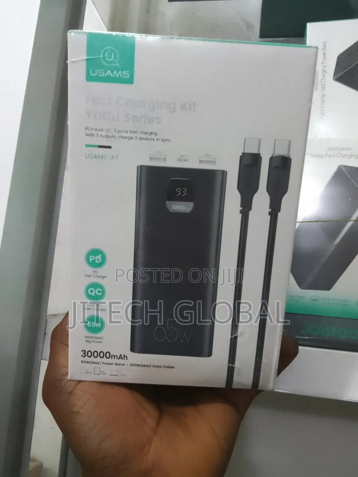 Usams 65w Power Bank 30000mah for iPhone, Laptop, Macbook, Tablet.
