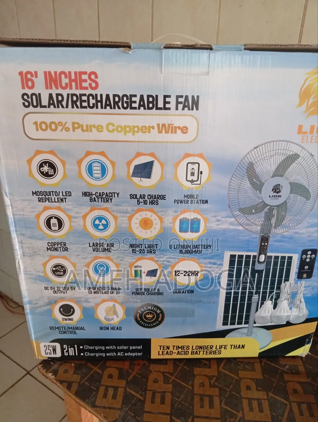 Lion Electric 16 Inches Solar Fan