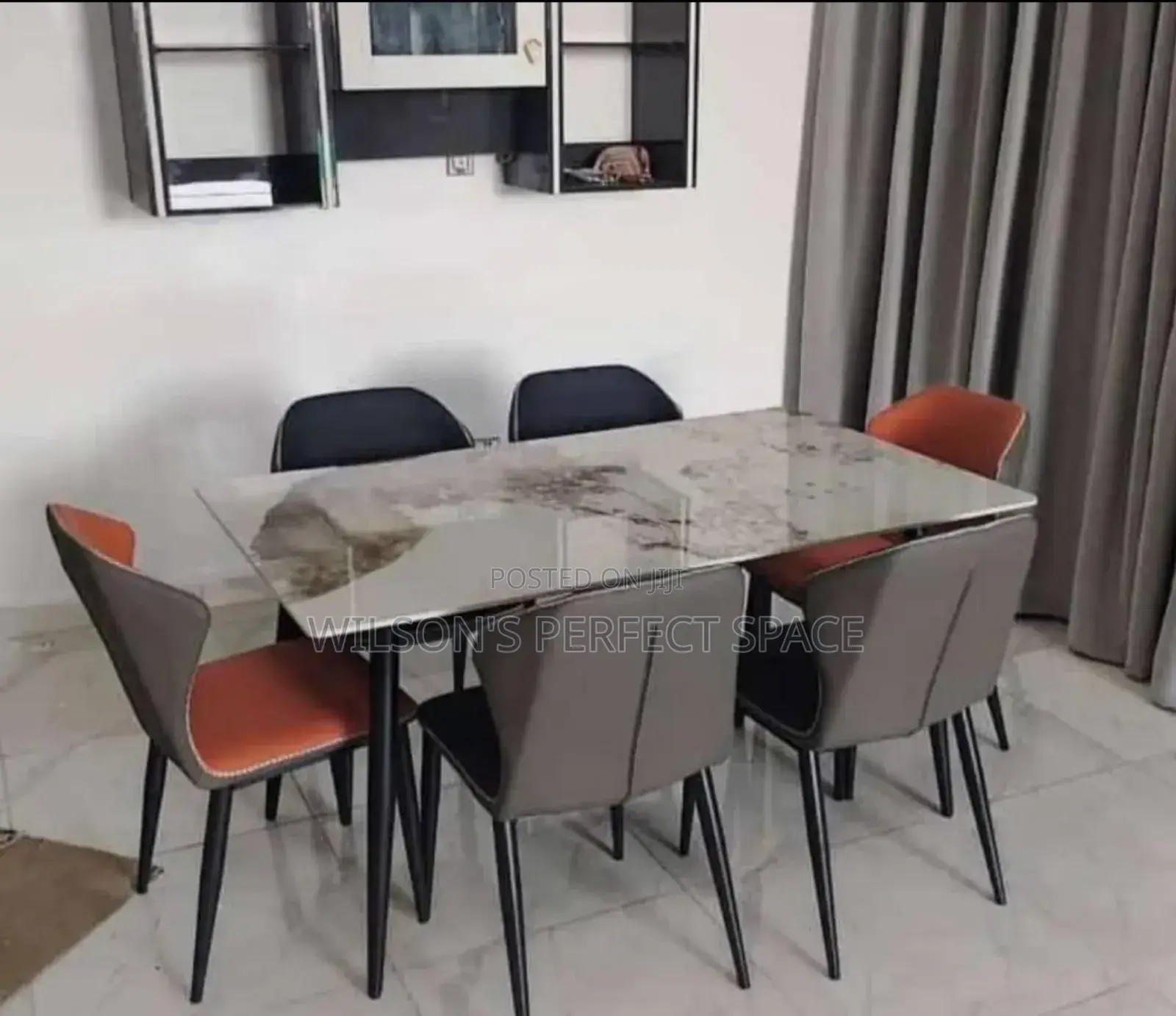 6 Seaters Luxury Modern Marble Top Dining Set