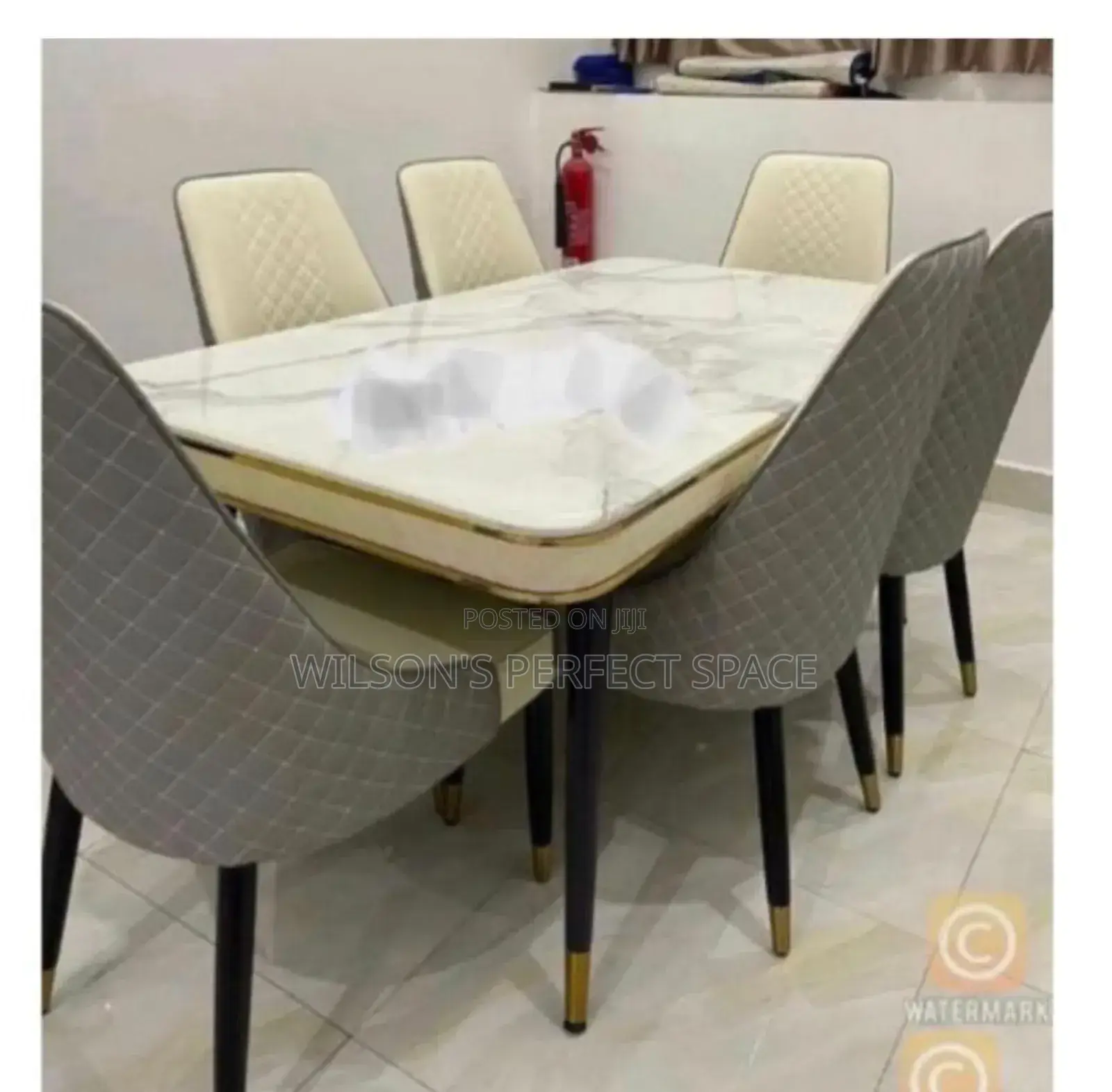 Gray Back Luxury Thick Marble Top Dinning Set