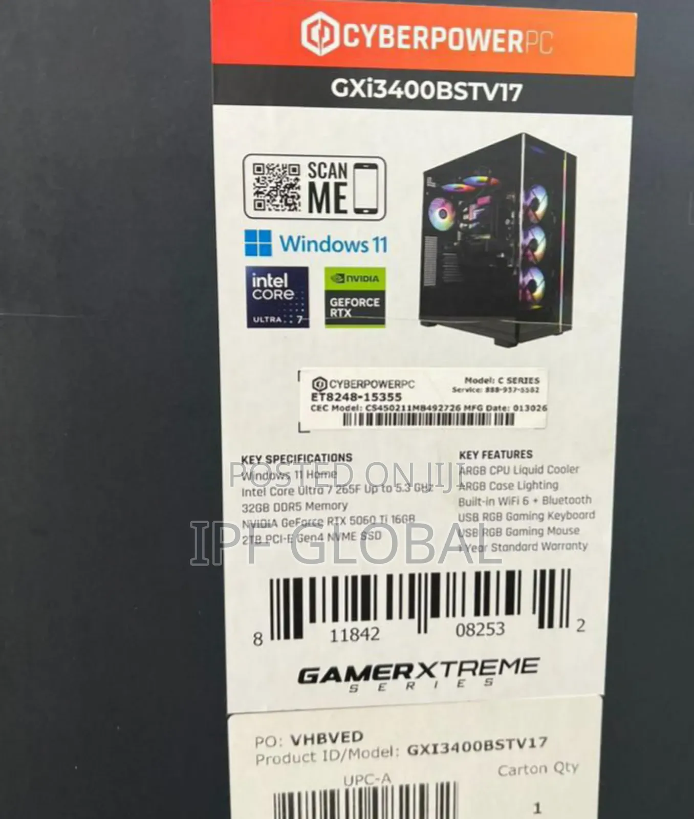 New Desktop Computer CyberpowerPC 32GB Intel Core Ultra 7 SSD 2T